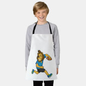 ライオンラグビープレーヤーフットボール エプロン (着用した状態)