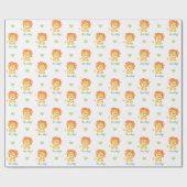 ライオンラッピング紙(緑のオレンジパーソナライズされた) ラッピングペーパー (フラット)