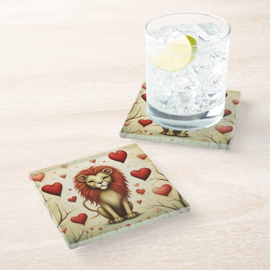ライオンラブ2 ガラスコースター (アングル)