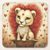 ライオンラブ3 スクエアペーパーコースター (正面)