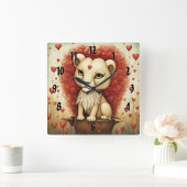 ライオンラブ3 スクエア壁時計 (ホーム)