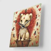 ライオンラブ3 スクエア壁時計 (傾斜)