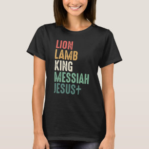 ライオンラムキングメシヤイエズクリスチャン引用文レリグ Tシャツ