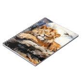 ライオンリラックスの木の幹の動物のおもしろい幸せクール ノートブック (左側)