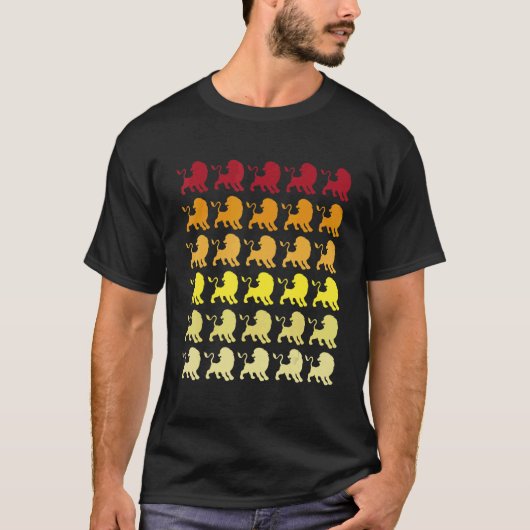ライオンレトロ動物パターン Tシャツ (正面)