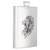 ライオンワイルドアニマル自然イラストレーションアートタトゥー フラスク (右)