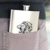 ライオンワイルドアニマル自然イラストレーションアートタトゥー フラスク (インサイチュ)