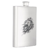 ライオンワイルドアニマル自然イラストレーションアートタトゥー フラスク (右)