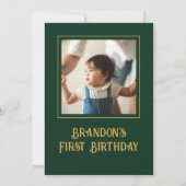 ライオンワイルドワンファースト誕生日、ジャングルサファリの写真 招待状 (裏面)