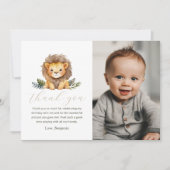 ライオンワイルドワン誕生日写真サンキューカード 招待状 (正面)