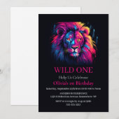 ライオンワイルドワン誕生日 招待状 (正面/裏面)