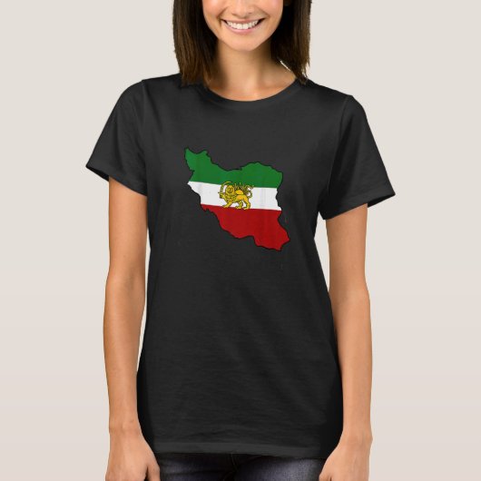 ライオン付きイラン国旗 Tシャツ (正面)