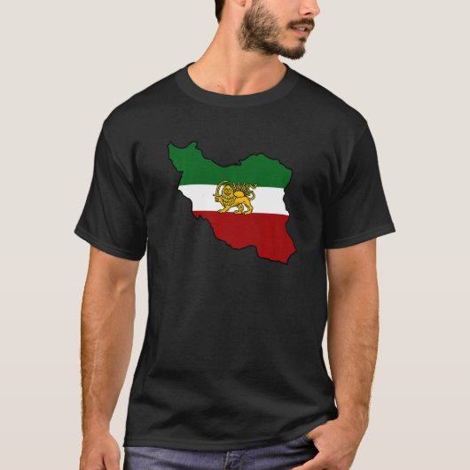 ライオン付きイラン国旗 Tシャツ (正面)