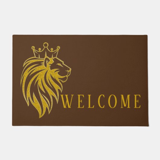 ライオン付きクラウン – 金ゴールドスタイル2 ドアマット (正面)