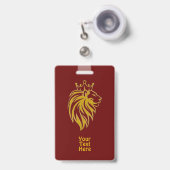 ライオン付きクラウン – 金ゴールドスタイル2 バッジ (伸縮クリップ付き付き表面)