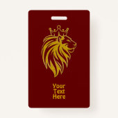 ライオン付きクラウン – 金ゴールドスタイル2 バッジ (正面)