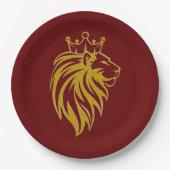 ライオン付きクラウン – 金ゴールドスタイル2 ペーパープレート (正面)
