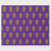 ライオン付きクラウン – 金ゴールドスタイル2 ラッピングペーパー (フラット)