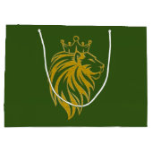 ライオン付きクラウン – 金ゴールドスタイル2 ラージペーパーバッグ (裏面)