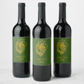 ライオン付きクラウン – 金ゴールドスタイル2 ワインラベル (ボトル)