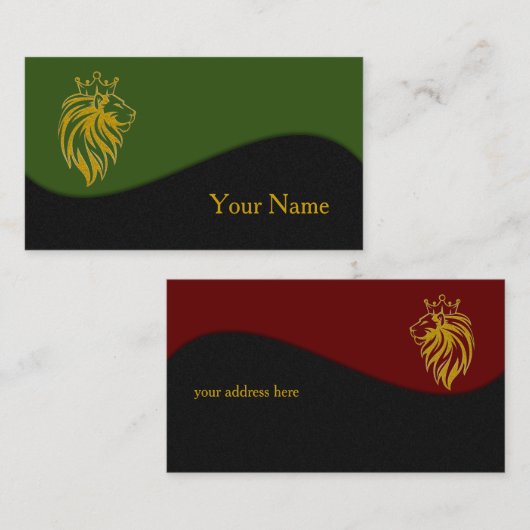 ライオン付きクラウン – 金ゴールドスタイル2 名刺 (正面/裏面)