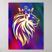 ライオン付きクラウン – 金ゴールドスタイル2 箔ポスター (正面)