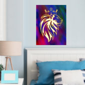 ライオン付きクラウン – 金ゴールドスタイル2 箔ポスター (インサイチュ (寝室))