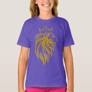 ライオン付きクラウン – 金ゴールドスタイル2 Tシャツ