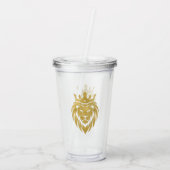 ライオン付きクラウン – 金ゴールドスタイル3 アクリルタンブラー (裏面)