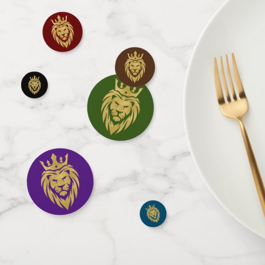 ライオン付きクラウン – 金ゴールドスタイル3 コンフェッティ (グループ)