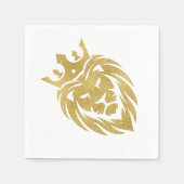 ライオン付きクラウン – 金ゴールドスタイル3 スタンダードカクテルナプキン (正面)
