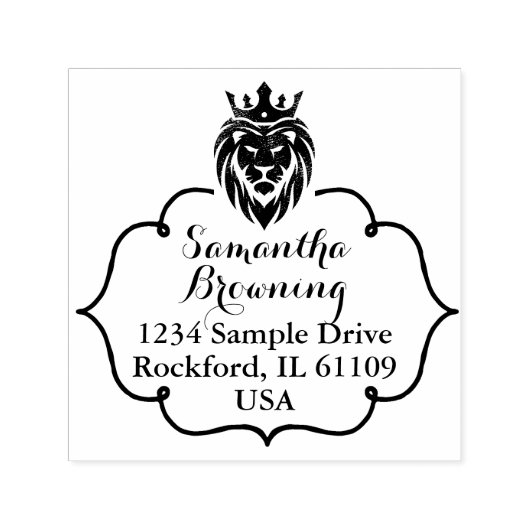 ライオン付きクラウン – 金ゴールドスタイル3 セルフインキングスタンプ (デザイン)