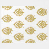 ライオン付きクラウン – 金ゴールドスタイル3 フリースブランケット (正面(横))