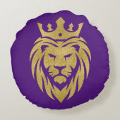 ライオン付きクラウン – 金ゴールドスタイル3 ラウンドクッション (裏面)
