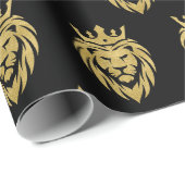 ライオン付きクラウン – 金ゴールドスタイル3 ラッピングペーパー (ロールコーナー)