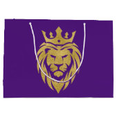 ライオン付きクラウン – 金ゴールドスタイル3 ラージペーパーバッグ (裏面)