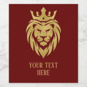 ライオン付きクラウン – 金ゴールドスタイル3 ワインラベル (シングルラベル)