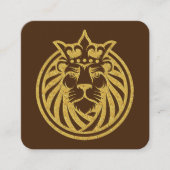 ライオン付きクラウン – 金ゴールドスタイル4 スクエア名刺 (正面)