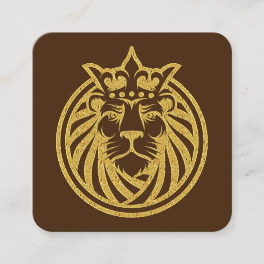 ライオン付きクラウン – 金ゴールドスタイル4 スクエア名刺 (正面)