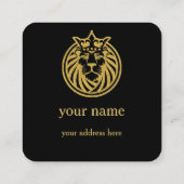 ライオン付きクラウン – 金ゴールドスタイル4 スクエア名刺 (裏面)