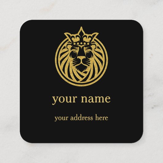 ライオン付きクラウン – 金ゴールドスタイル4 スクエア名刺 (裏面)