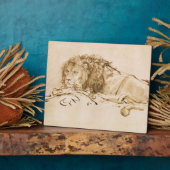 ライオン休息(ペンとインクを紙) フォトプラーク (側面)