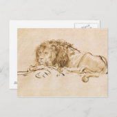 ライオン休息(ペンとインクを紙) ポストカード (正面/裏面)