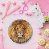 ライオン写真絵を描アートイメージ ペーパープレート (パーティー)