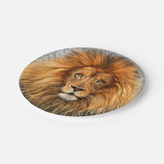 ライオン写真絵を描アートイメージ ペーパープレート (アングル)
