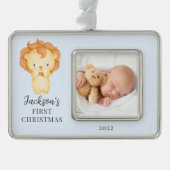 ライオン初めてのクリスマス写真クリスマスオーナメント シルバープレートフレームオーナメント (正面)