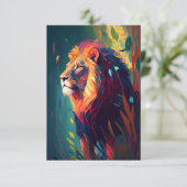 ライオン動物ポートレート絵画の野生動物アウトドア サンキューカード (スタンド正面)