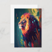 ライオン動物ポートレート絵画の野生動物アウトドア サンキューカード (正面/裏面)