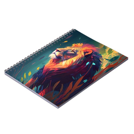 ライオン動物ポートレート絵画の野生動物アウトドア ノートブック (左側)