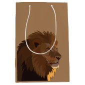 ライオン動物野生動物ライオン ミディアムペーパーバッグ (正面)